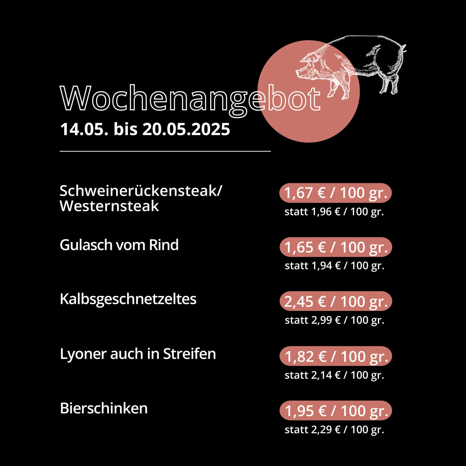 Metzgerei Münchinger Social Media Wochenangebote