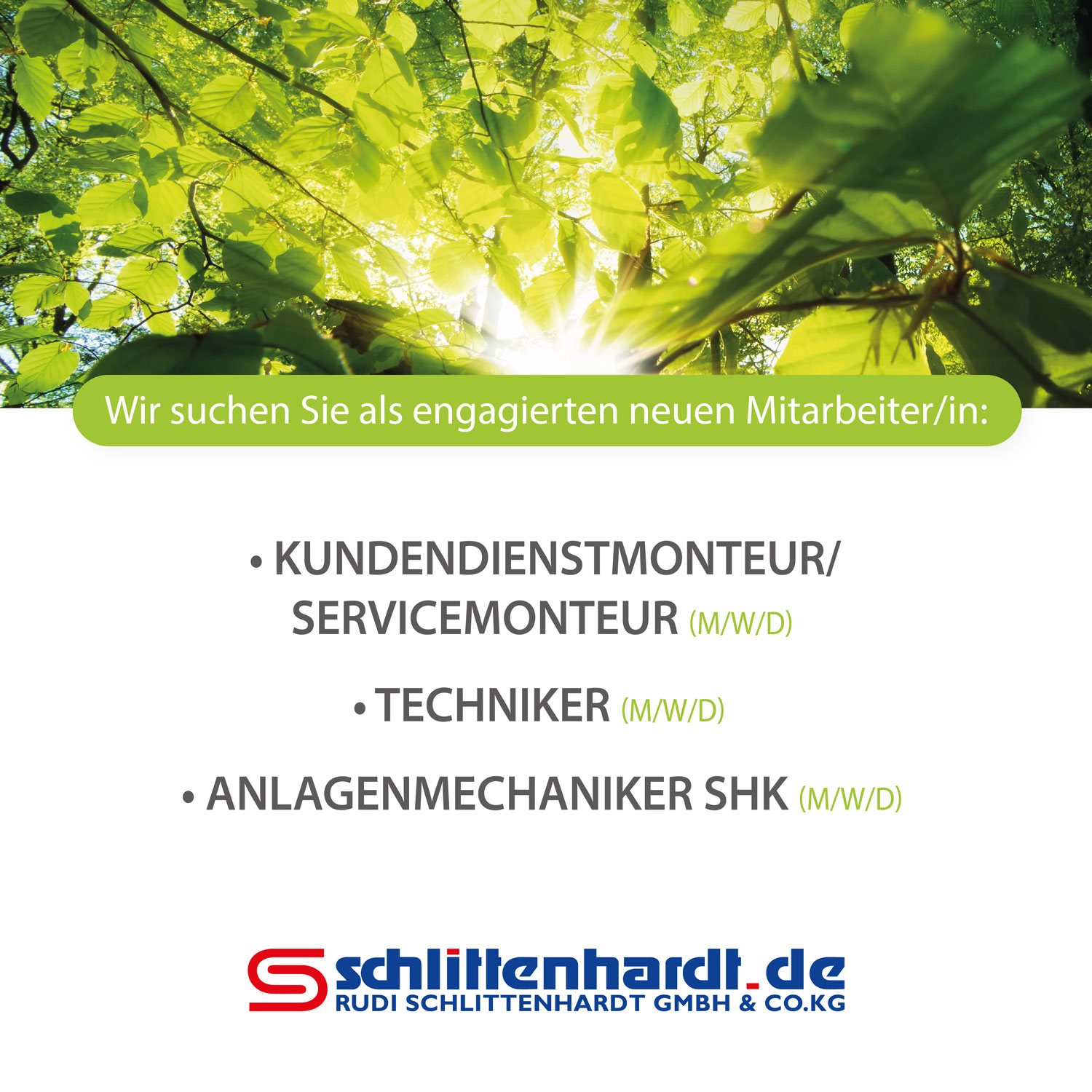 Schlittenhardt Social Media Instagram Post (Stellenanzeige)